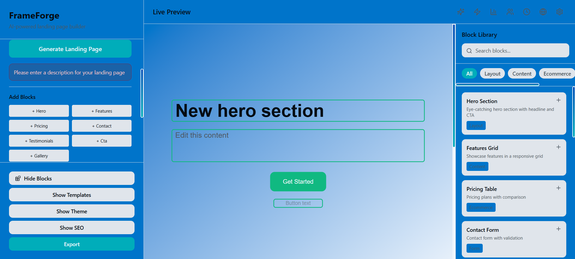 FrameForge-AI-Powered-Landing-Page-Builder